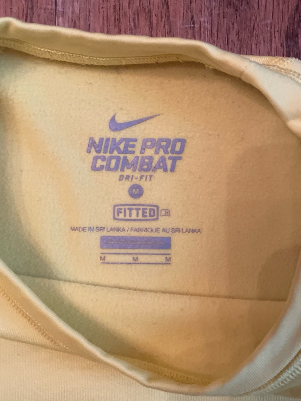 Nike Pro Combat Dri-FIT fleece lined Fitted Top - Yellow size medium